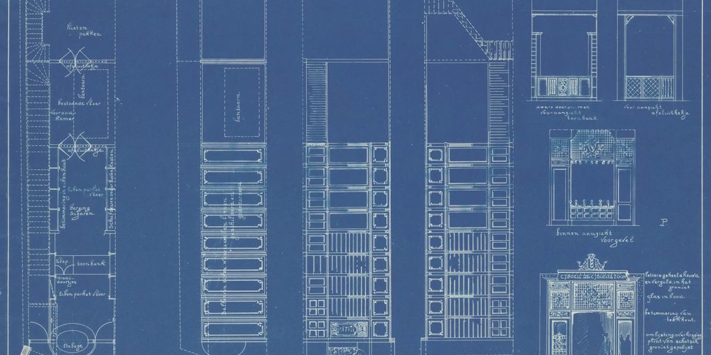 A blueprint of a building with a bunch of windows
