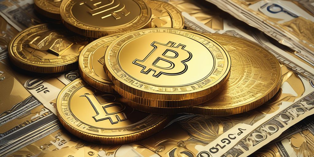 digital currency and gold with traditional bank
