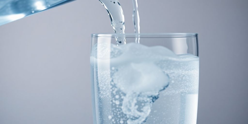 Clear water pouring into a glass.