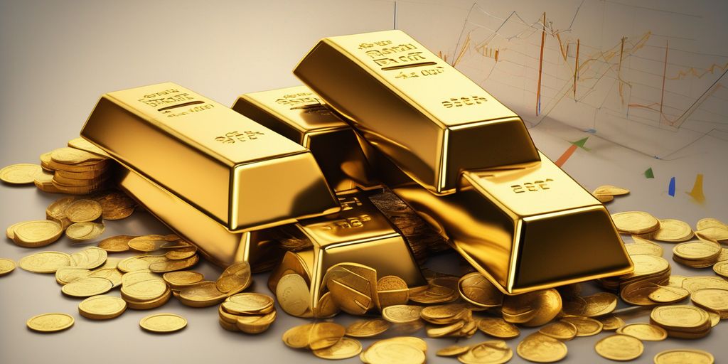 gold bars with financial charts and interest rate symbols