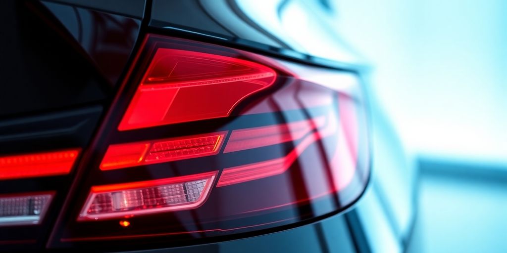 Close-up of sleek BMW tail lights.