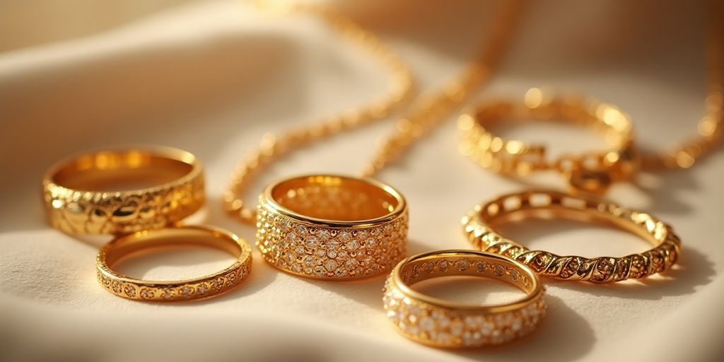Bijoux en or sur fond de velours.