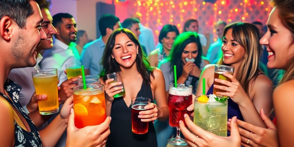 People enjoying a lively party without alcohol.