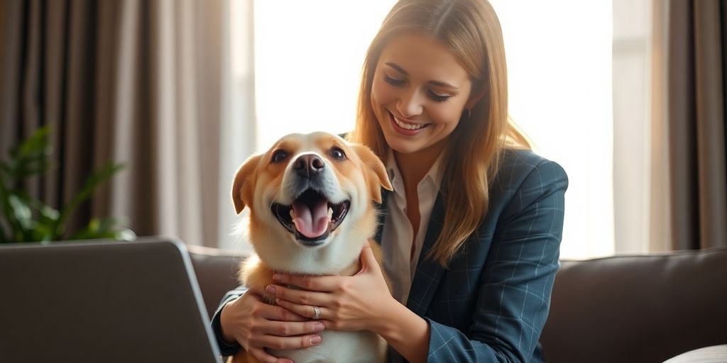 Sydney professional balancing pet care with work.