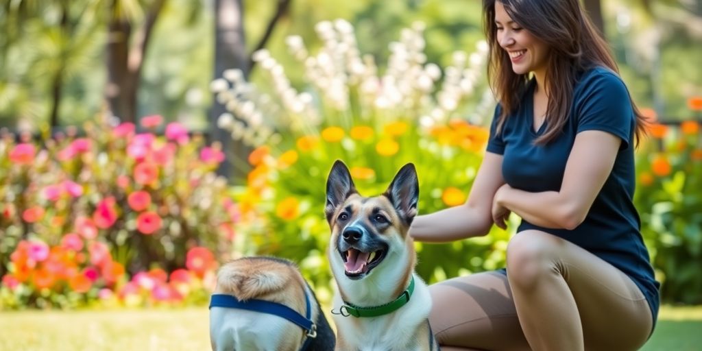 Dog training in Orlando park with owner and dog.