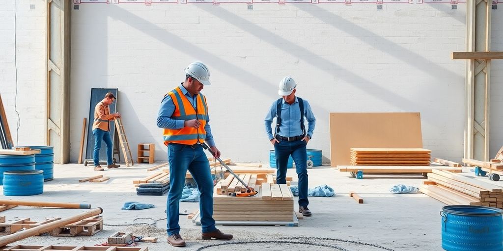 FAQ Werkvertrag: Abgrenzung zu anderen Vertragsformen leicht erklärt Bauarbeiter bei der Zusammenarbeit an einem Projekt.