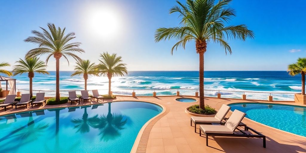 Luxurious poolside at Hard Rock Hotel Los Cabos.