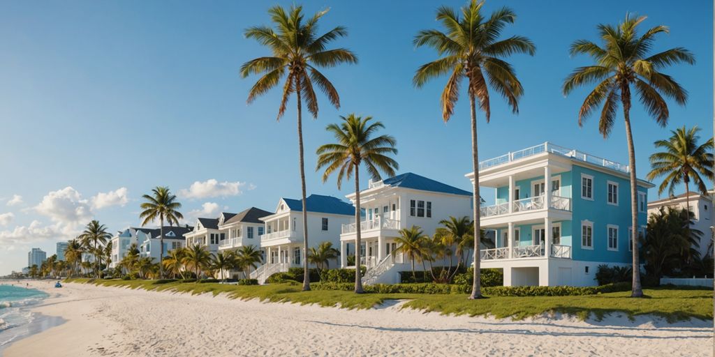 Miami Beach luxury beachfront homes and palm trees