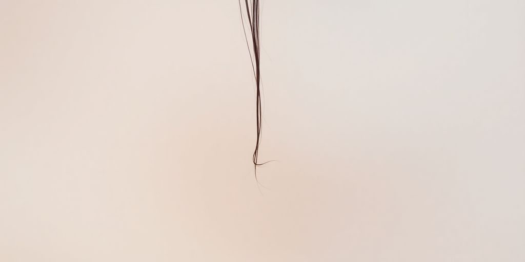 Close-up of a single strand of hair falling.