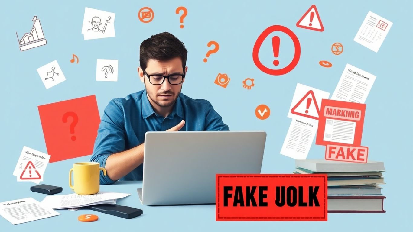 Person inquiet devant ordinateur avec offres d'emploi frauduleuses