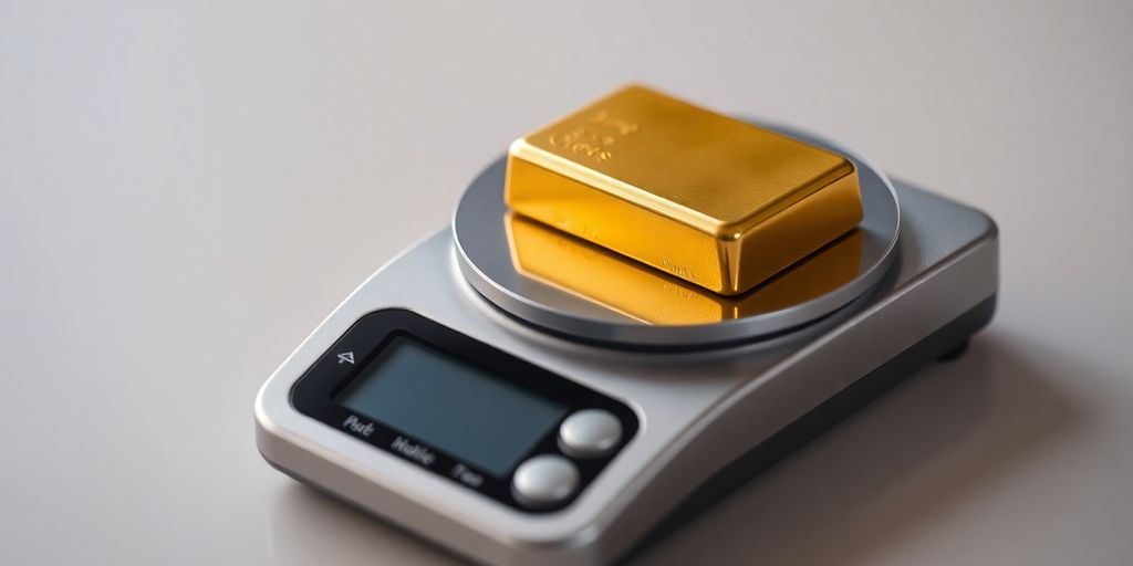 Balance de précision et lingot d'or