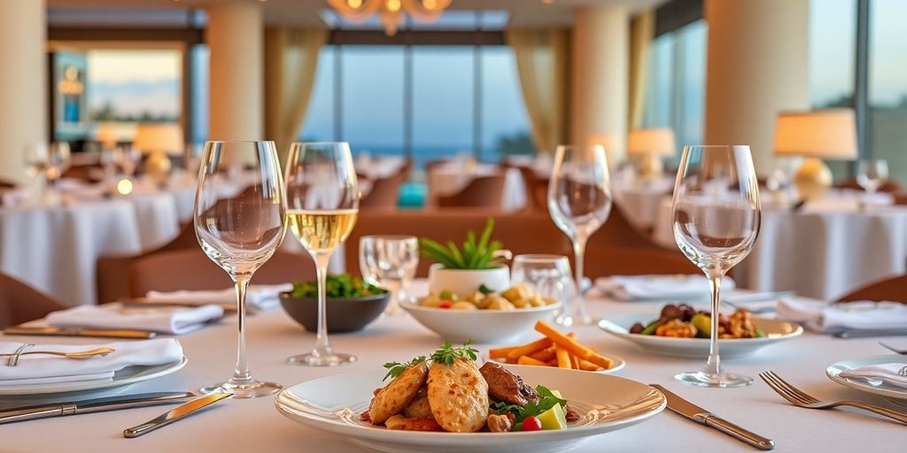 Elegant dining setup at Los Cabos Hilton.