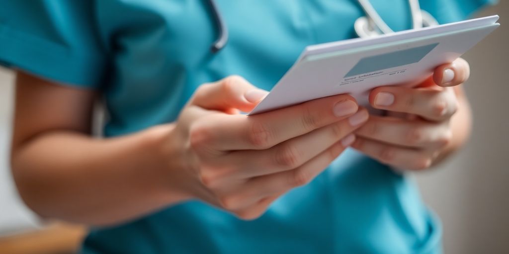 Nurse practitioner holding a prescription pad.