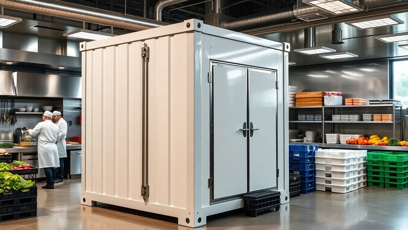 Cold storage container in restaurant kitchen