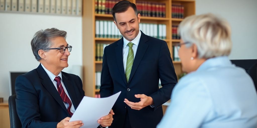 Solicitor consulting with a client about head injury claim.
