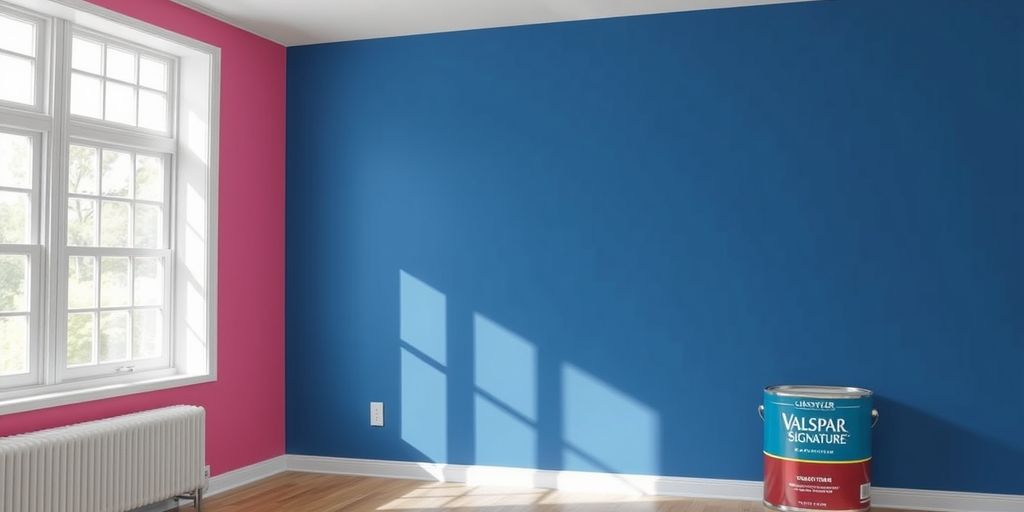 Room with vibrant Valspar Signature painted wall