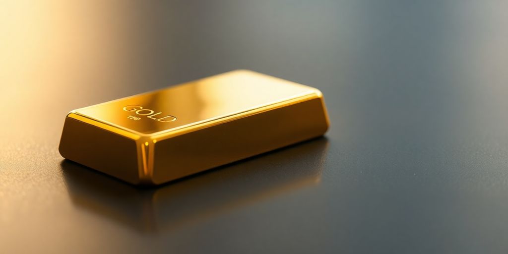 Barre d'or sur une surface sombre