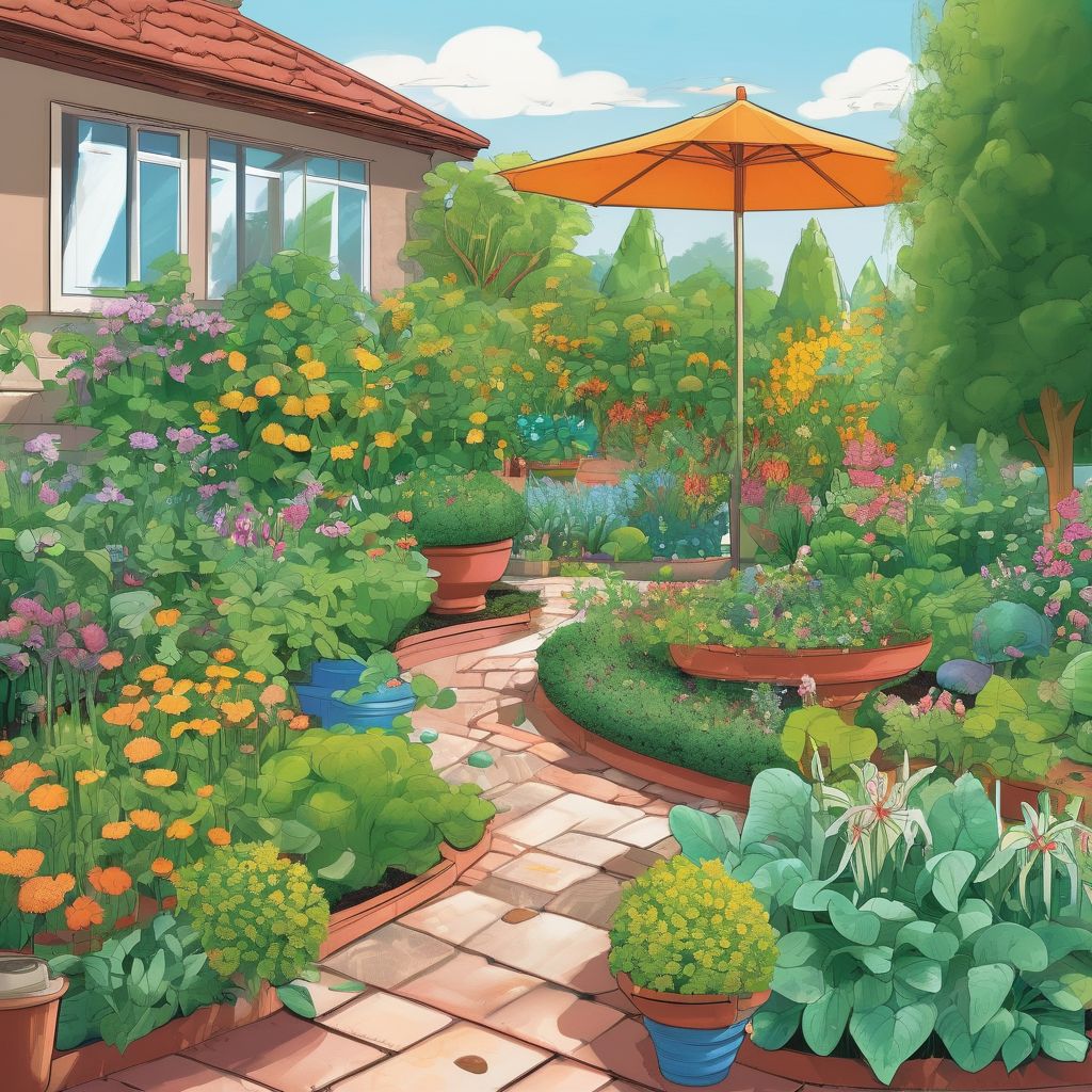 garden with various plants being fertilized