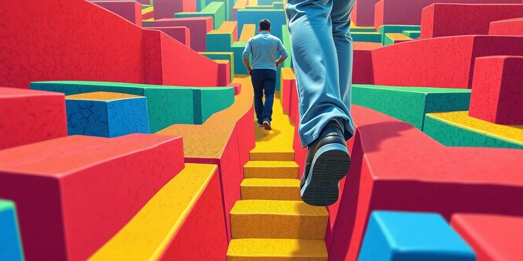 Person navigating a complex maze.