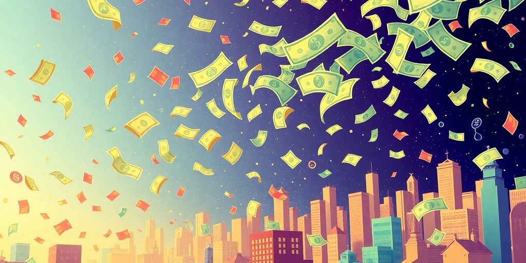 Illustration de billets de banque et d'économie dynamique.