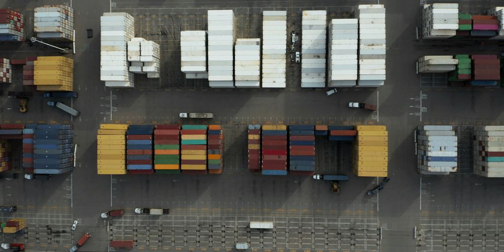aerial photography of multicolored trailers