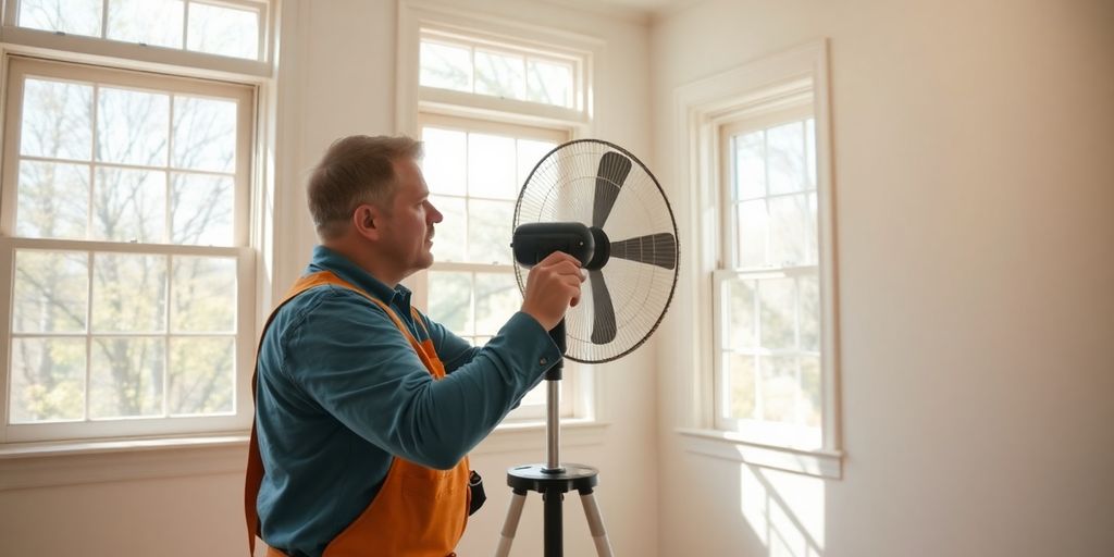 Painter ventilating a room after painting.