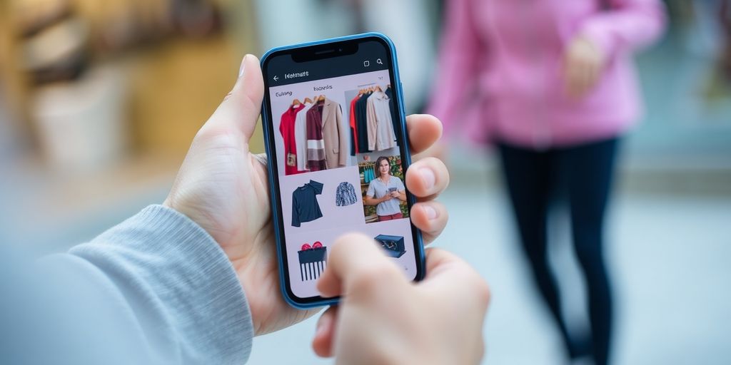Person holding a smartphone displaying sold items.