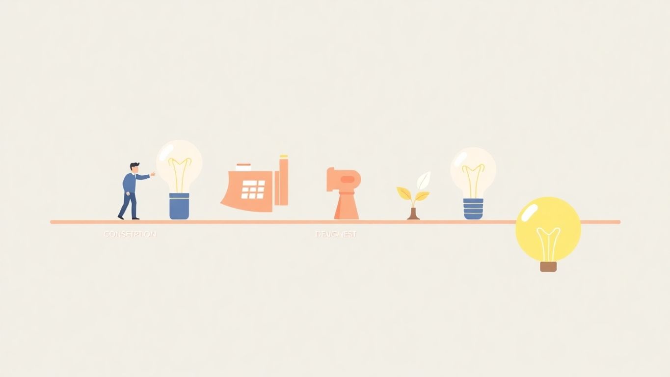 Illustrasjon av forretningsidéens livssyklus.