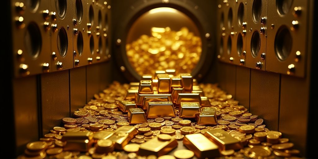 Un coffre-fort rempli de lingots d'or.