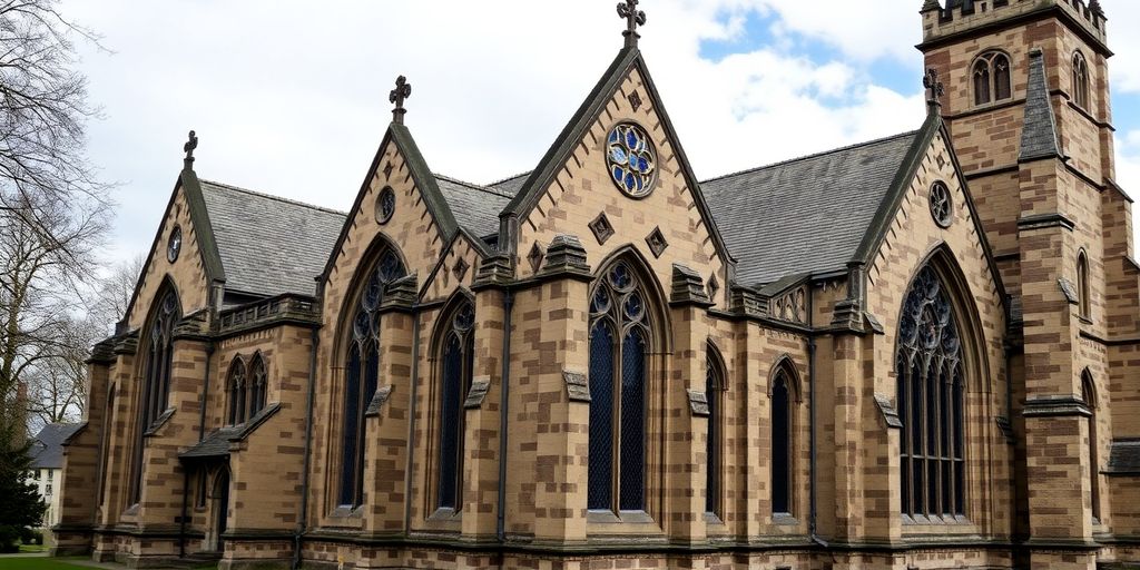 St Mary the Virgin Church's Gothic architecture and spire.