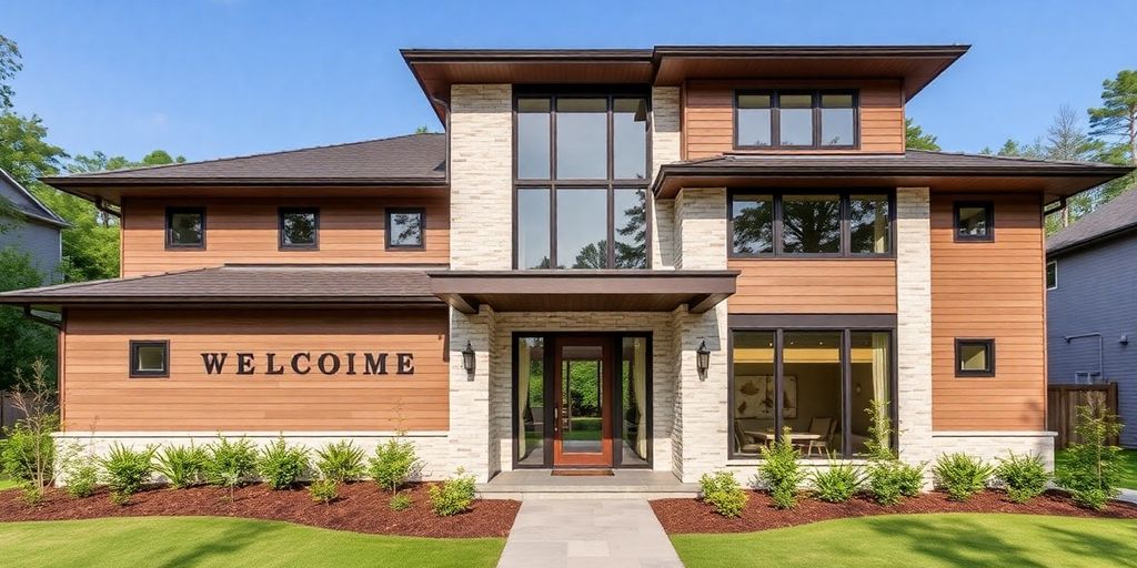 Modern custom home exterior in Druid Hills.