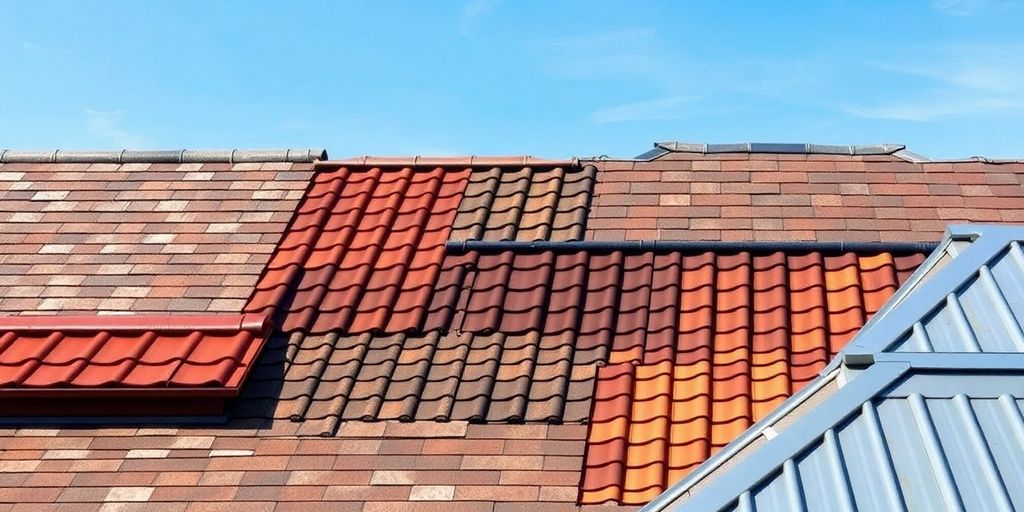 Diverse dakbedekking opties in verschillende kleuren en texturen.