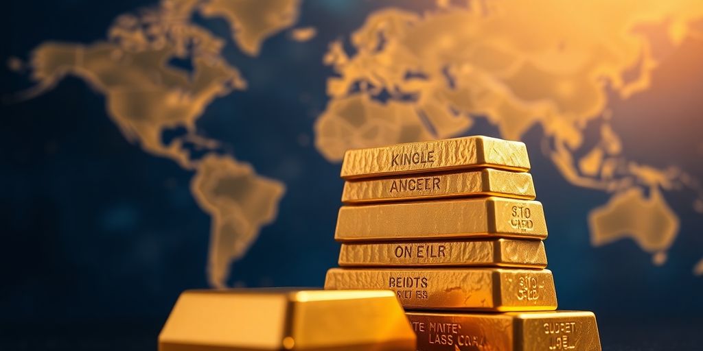 Lingots d'or et carte mondiale