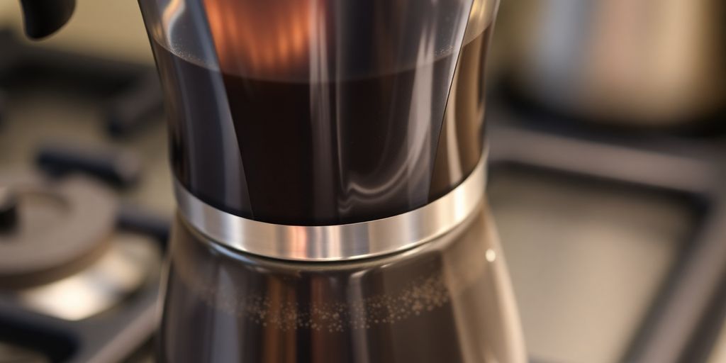 Bialetti Brikka coffee maker on a stovetop.