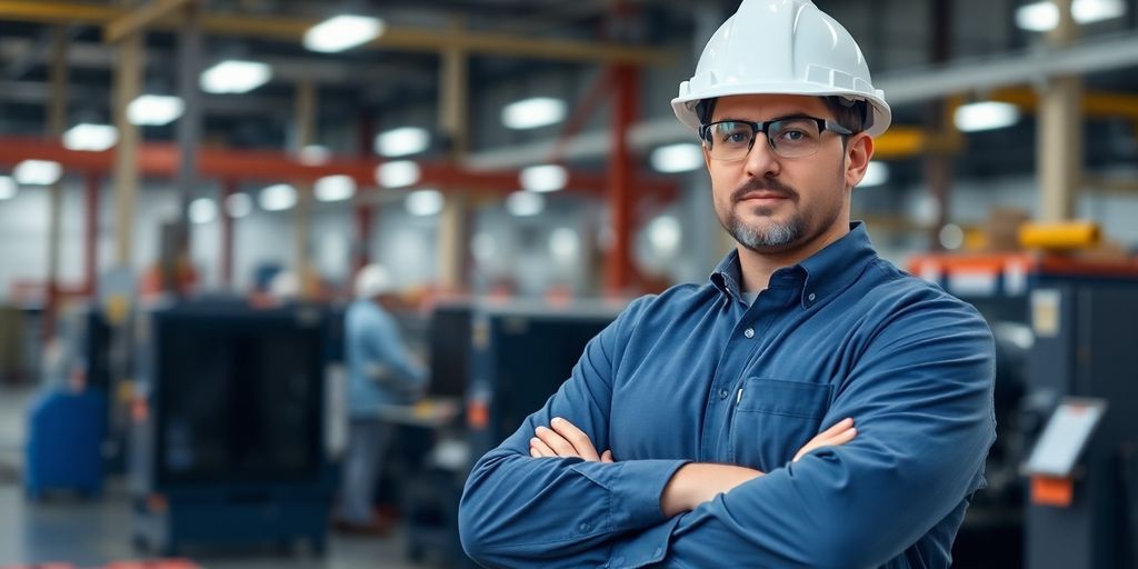 Manufacturing manager observing factory floor