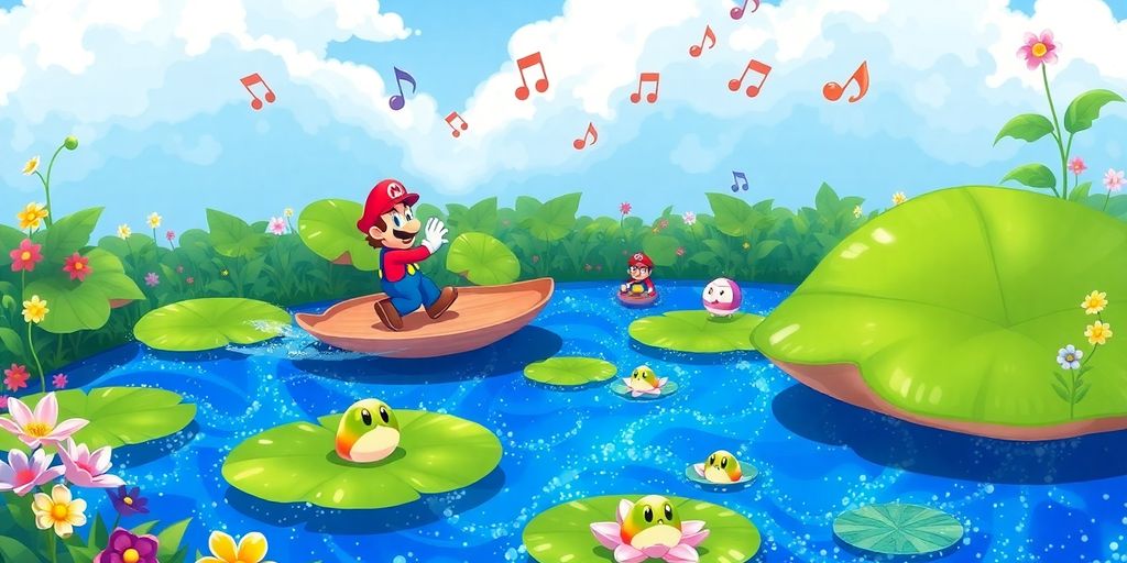 Mario, Mallow, and Geno exploring Tadpole Pond