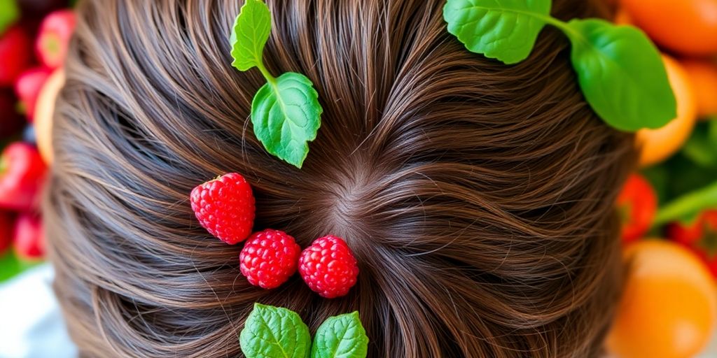 Healthy hair with fruits and vegetables