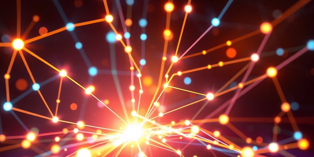 Abstract neural network glowing brightly.