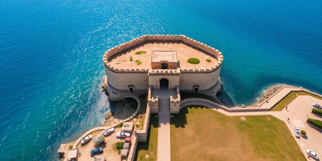 Vue aérienne du Fort Saint-Ange à Malte.