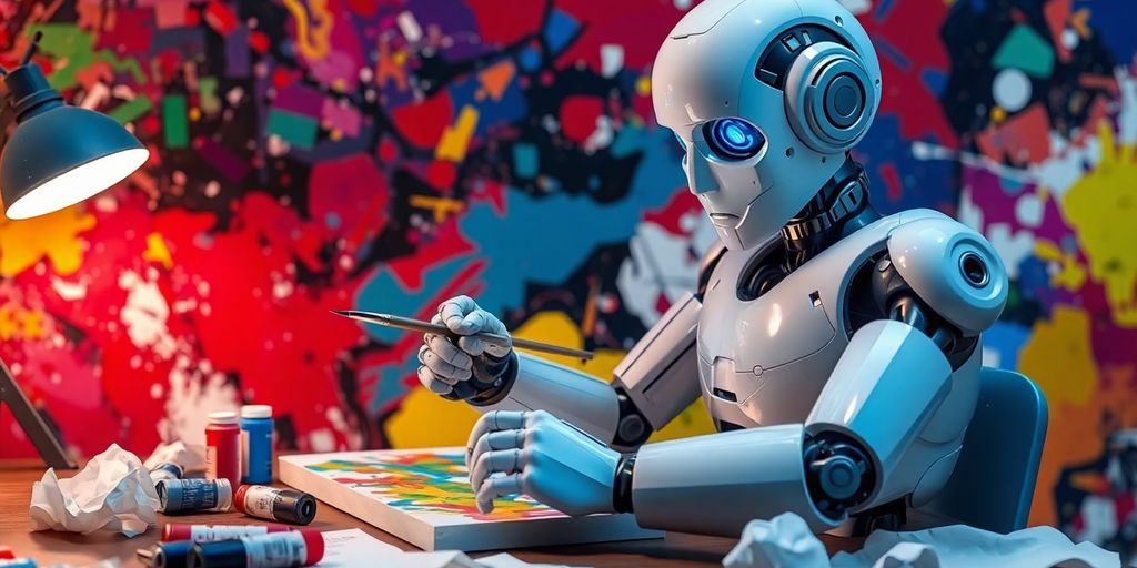 Robot creating artwork.