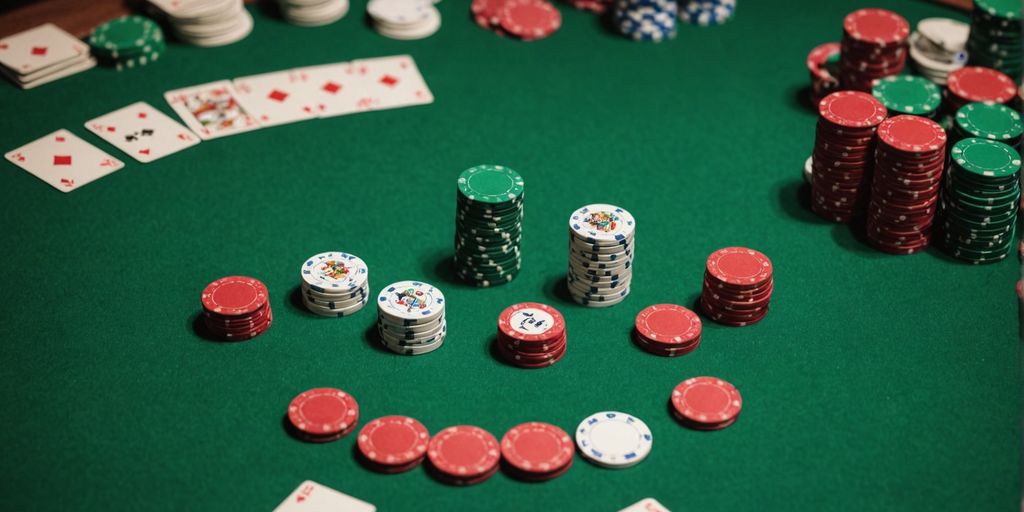Poker table with Mahjong tiles and chips
