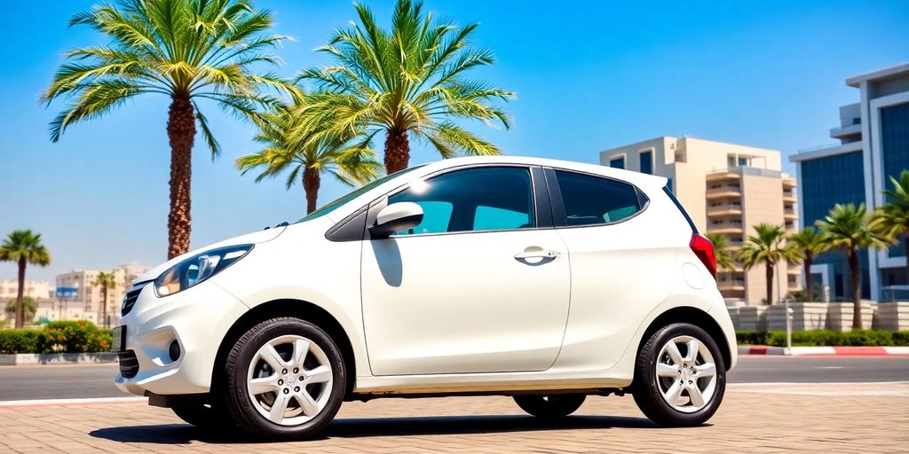 Affordable rental car parked in Sharjah.