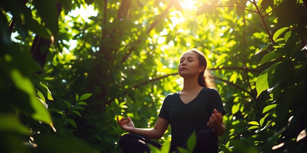 Person meditating in nature, symbolizing financial mindset transformation.