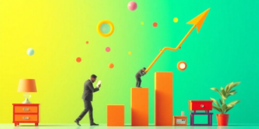 Un negocio en crecimiento con flechas ascendentes.