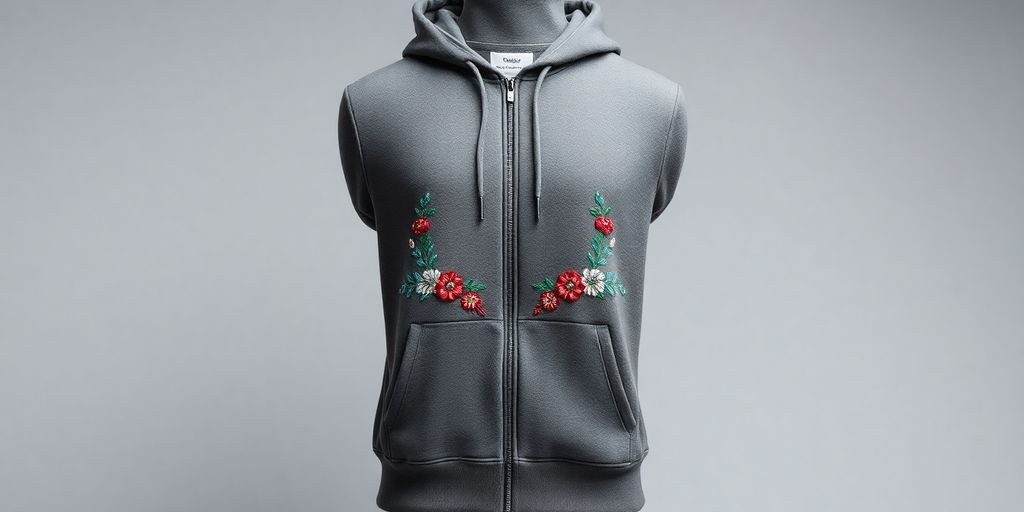 Stylowa bluza z haftem w neutralnym tle.