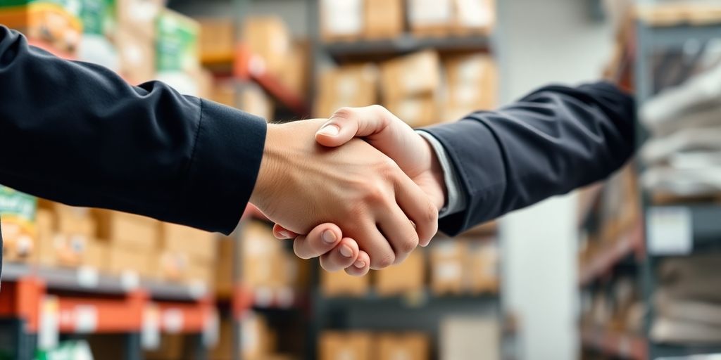 Hands shaking, symbolizing successful vendor relations in inventory.