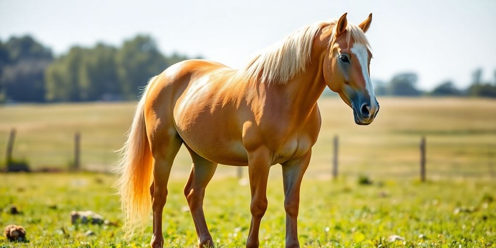 Golden palomino stallion with flowing mane