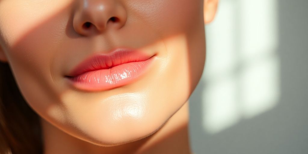 Smooth, glowing face with soft light.