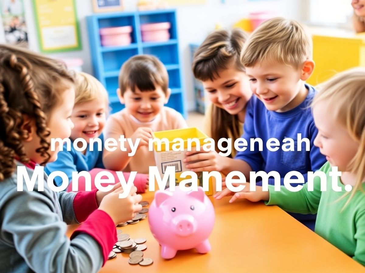 Copii învățând despre gestionarea banilor și economisire.