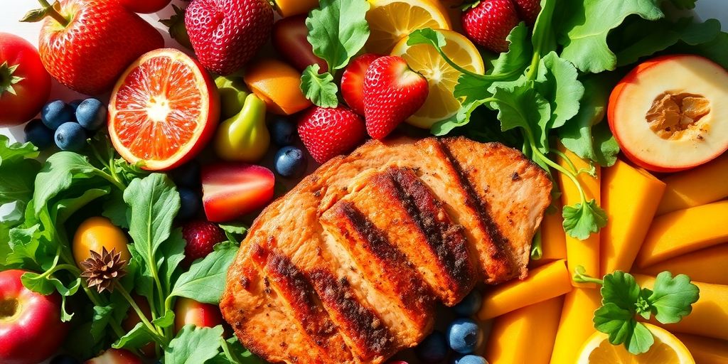 Heart-healthy foods on a wooden table.